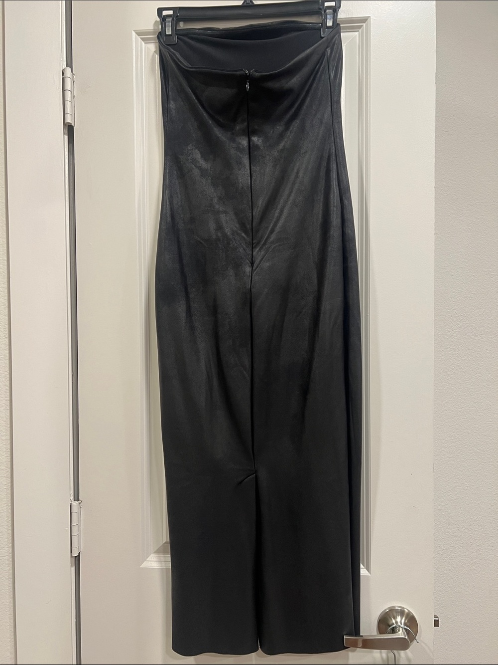 Gianni Bini Black Strapless Faux-Leather Maxi Dress